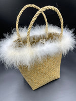 Reimagined Straw Basket….White Marabou!