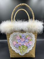 Reimagined Straw Basket….White Marabou!