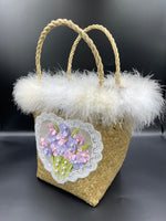 Reimagined Straw Basket….White Marabou!