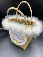 Reimagined Straw Basket….White Marabou!