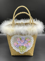 Reimagined Straw Basket….White Marabou!