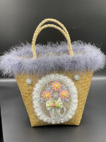 Reimagined Straw Basket….Marabou and Pearls!