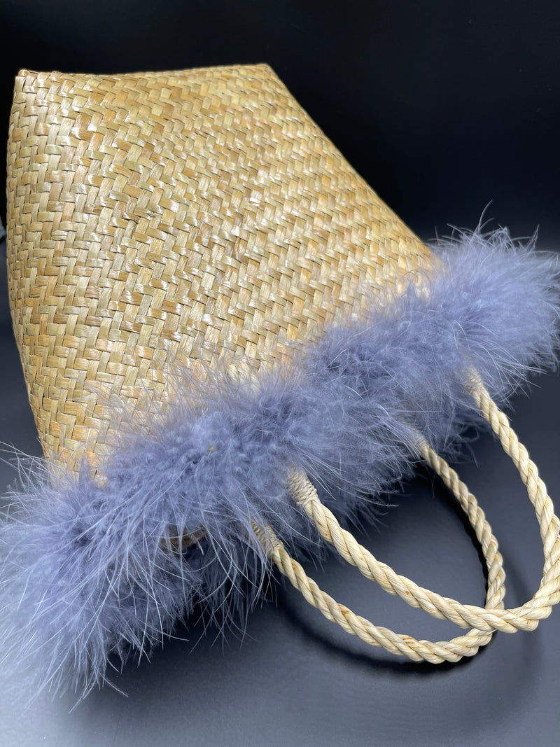 Reimagined Straw Basket….Marabou and Pearls!