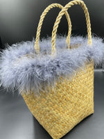 Reimagined Straw Basket….Marabou and Pearls!