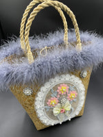 Reimagined Straw Basket….Marabou and Pearls!