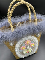 Reimagined Straw Basket….Marabou and Pearls!